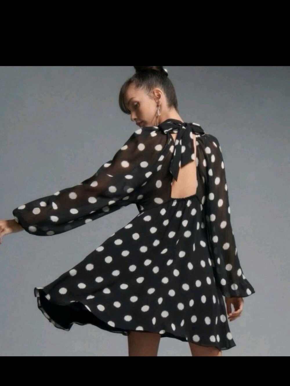 Anthropologie Black and White Polka Dot Long Sleeve Dressby Maeve